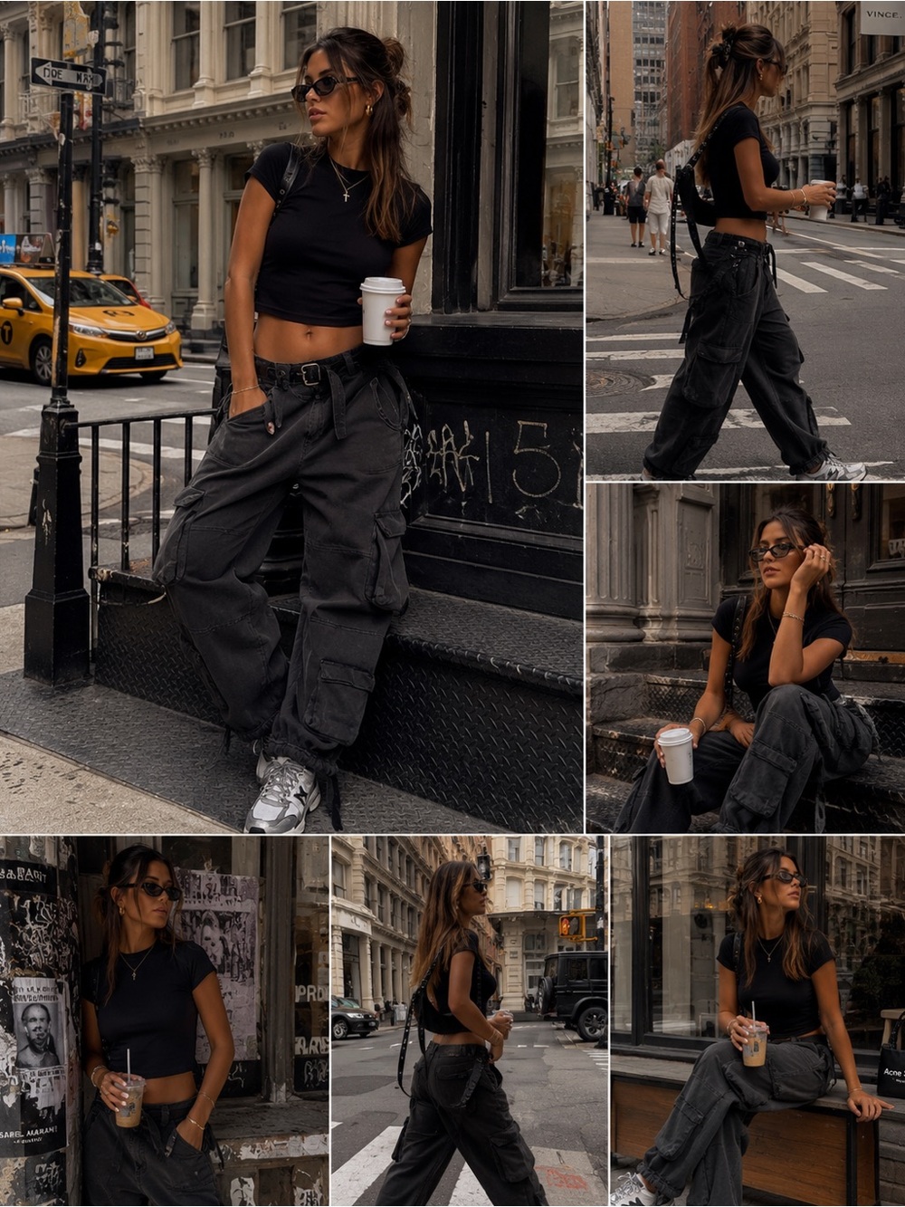 Manière De Voir Washed Black Cargo Utility Jogger Pants Streetwear Size M - Picture 14 of 16